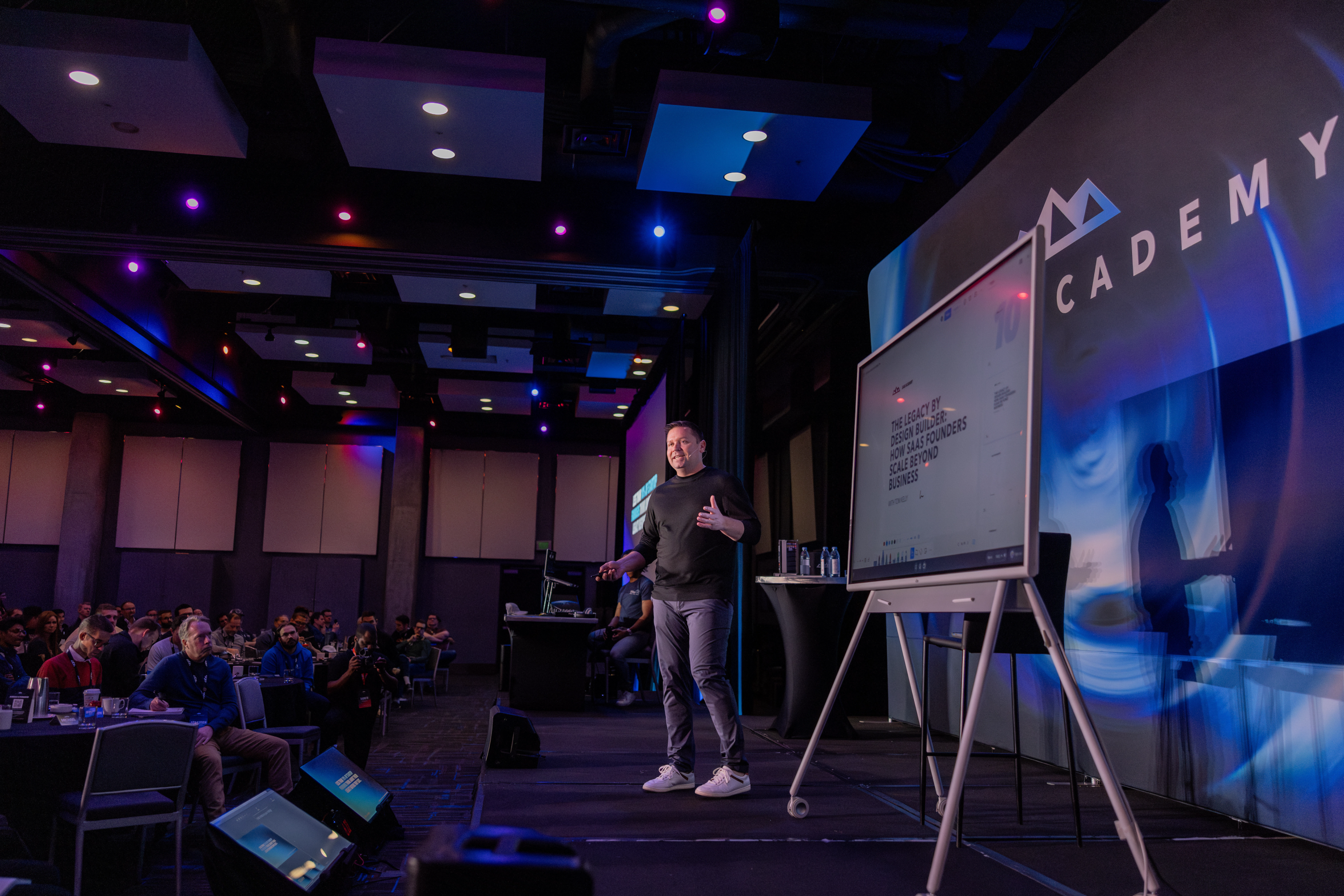 Tom Kelly speaking at an event